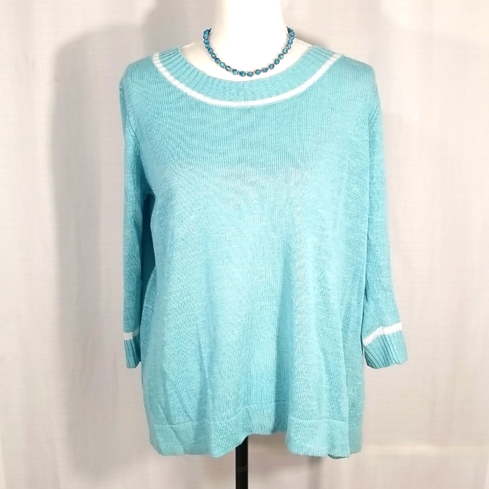 Bella Colori light blue 3/4 sleeves Sweater. XL